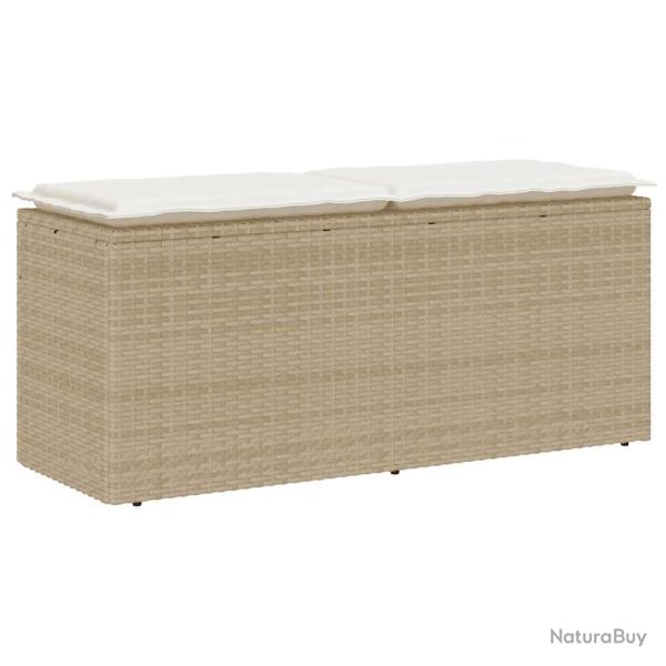 Banc de avec coussin beige 110x40x44 cm r�sine tress�e
