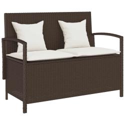 Banc de rangement de avec coussin marron polyrotin