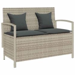 Banc de rangement de avec coussin gris clair polyrotin