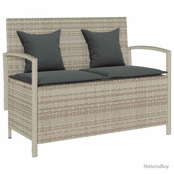 Banc de rangement de avec coussin gris clair polyrotin