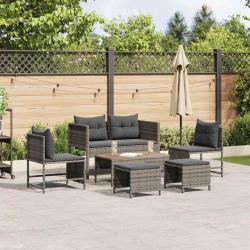 Ensemble de canap&eacute; de 6 pcs Gris et Gris fonc&eacute; polyrotin