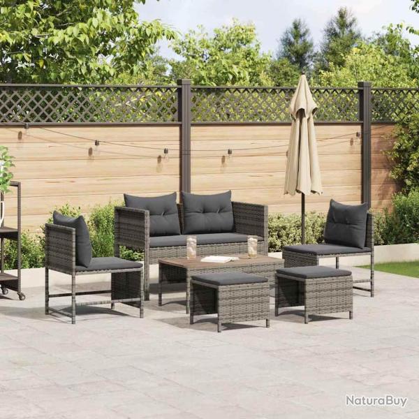 Ensemble de canap� de 6 pcs Gris et Gris fonc� polyrotin