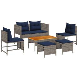 Ensemble de canap&eacute; de 6 pcs Gris et bleu marine