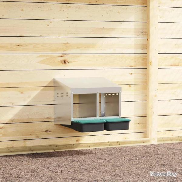 Nichoir � poules 2 compartiments, fixation murale, acier galvanis�
