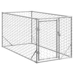 Niche d'ext&eacute;rieur pour chien avec porte, 2 x 1 x 1 m, acier galvanis&eacute;