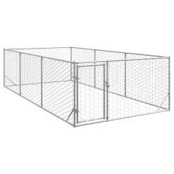 Niche d'ext&eacute;rieur pour chien avec porte, 2 x 4 x 1 m, acier galvanis&eacute;