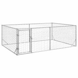 Niche d'ext&eacute;rieur pour chien avec porte, 3 x 2 x 1 m, acier galvanis&eacute;
