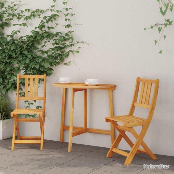 Chaises de bistrot d'ext�rieur 2 pcs Bois d'Acacia Massif