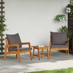 Ensemble bistrot avec coussin 3 pcs Marron Bois d'Acacia Massif