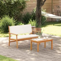 Ensemble de canap&eacute; de avec coussin 2 pcs Blanc cr&egrave;me