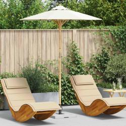 Parasol de Blanc cr&egrave;me &Oslash; 180 x 230 cm Bambou