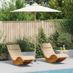 Parasol de Blanc cr&egrave;me &Oslash; 240 x 260 cm Bambou