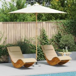 Parasol de Blanc cr&egrave;me &Oslash; 270 x 260 cm Bambou