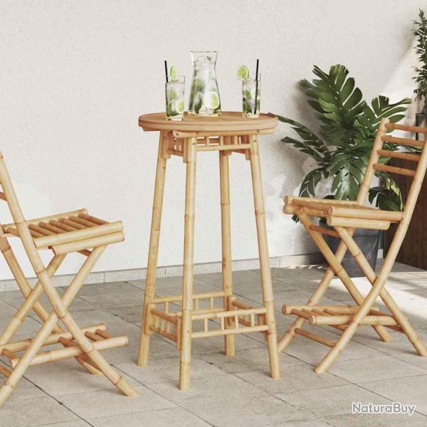 Table de bar d'ext�rieur ronde en bambou �55x100 cm