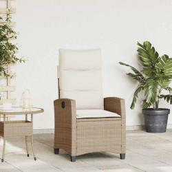 Chaise de inclinable et table d'appoint beige polyrotin