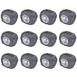 Projecteurs solaires &agrave; LED forme de pierre 12 pcs