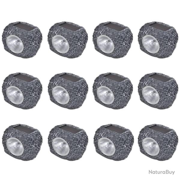 Projecteurs solaires � LED forme de pierre 12 pcs
