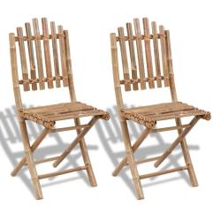 Chaises pliables de lot de 2 Bambou