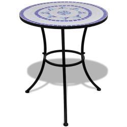 Table de bistro Bleu et blanc 60 cm Mosa&iuml;que