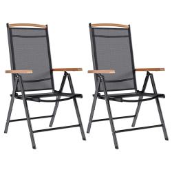 Chaises de pliables lot de 2 aluminium et textil&egrave;ne noir