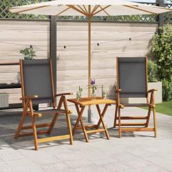 Chaises pliables de lot de 2 Bois d'acacia et textil&egrave;ne