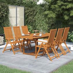 Ensemble repas d'ext&eacute;rieur, 7 pi&egrave;ces, bois d'acacia solide, 150 &times; 200 cm, pour le jardin