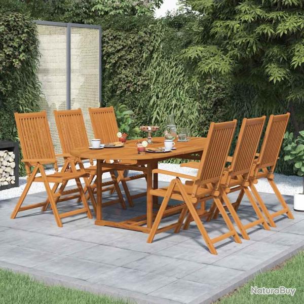 Ensemble repas d'ext�rieur, 7 pi�ces, bois d'acacia solide, 150 � 200 cm, pour le jardin