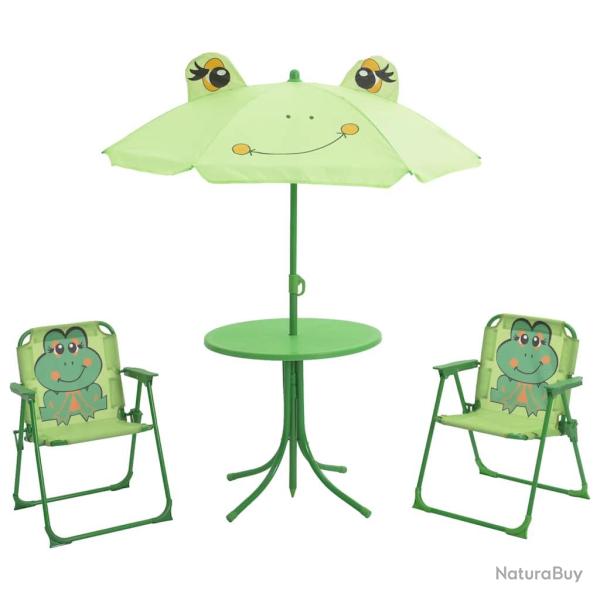 Ensemble de bistro avec parasol pour enfants 3 pcs Vert