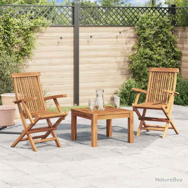 Chaises pliables de lot de 2 Bois de teck solide
