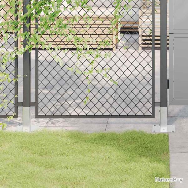 Bases de poteau carr�es, 4 pi�ces, acier galvanis� argent�, pour le jardin, 46 � 46 mm