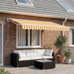 Lambrequin de rechange &agrave; rayures jaunes et blanches pour la terrasse, 2,5 m