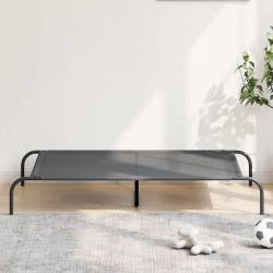 Lit sur&eacute;lev&eacute; pour chien gris 130x80x20 cm textil&egrave;ne et acier
