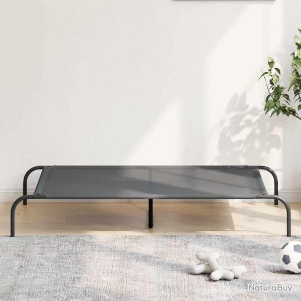Lit sur�lev� pour chien gris 130x80x20 cm textil�ne et acier