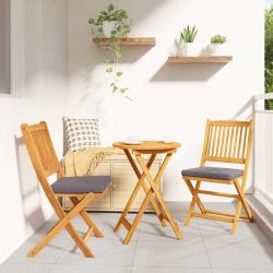 Chaise pliante avec coussin 2 pcs Marron Bois d'acacia massif