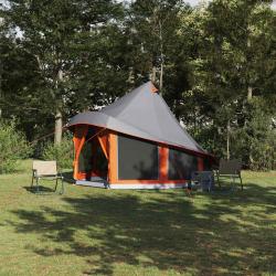 Tente Tipi avec toit Gris et orange 404 x 370 x 270 cm taffetas