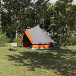 Tente Tipi avec toit Gris et orange 400 x 346 x 250 cm taffetas