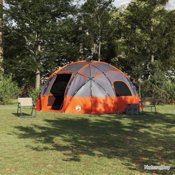 Tente d�me avec toit, taffetas gris et orange, pour le camping, 475 � 475 � 235 cm