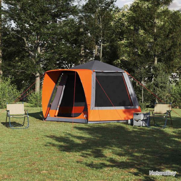 Tente de camping Gris et orange 420 x 420 x 227 cm Polyester