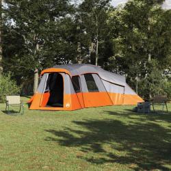Tente familiale pour 20 personnes, gris et orange, en taffetas, imperm&eacute;able