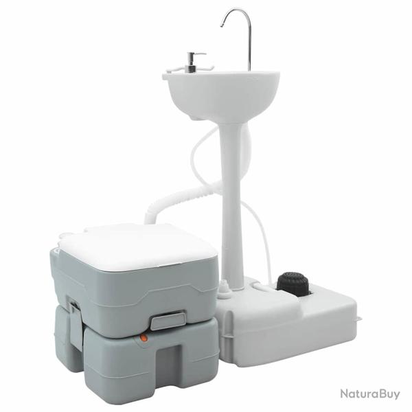 Kit de Toilettes de Camping 2 pcs Gris 50,5 x 33 x 103 cm