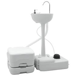 Kit de Toilettes de Camping 2 pcs Gris et blanc