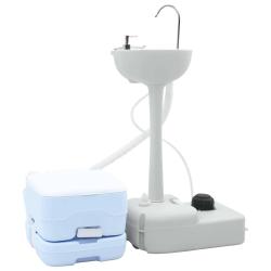Kit de Toilettes de Camping 2 pcs Bleu et Blanc