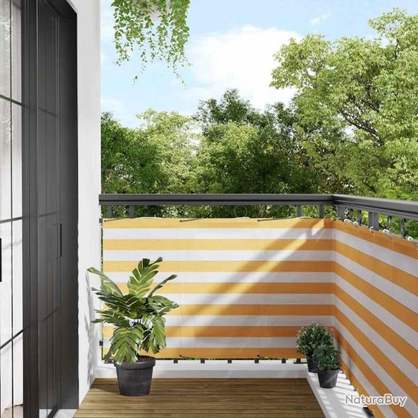 Paravent de balcon � rayures jaunes et blanches 90 x 1000 cm