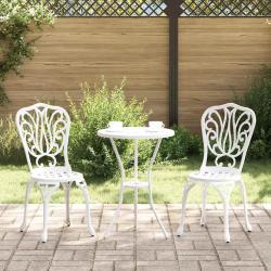 Ensemble bistro, 3 pi&egrave;ces, blanc, en aluminium, pour le jardin