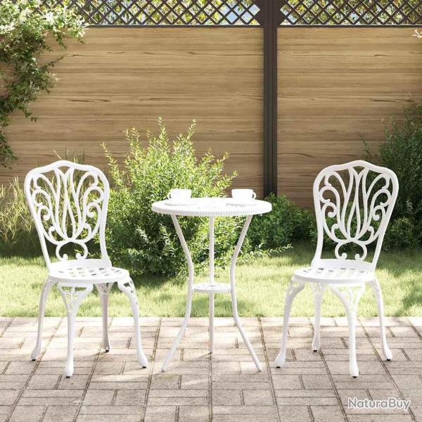 Ensemble bistro, 3 pi�ces, blanc, en aluminium, pour le jardin