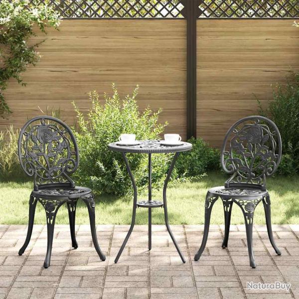 Ensemble bistro de 3 pcs Noir Aluminium
