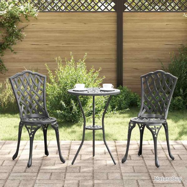 Ensemble bistro de 3 pcs Noir Aluminium