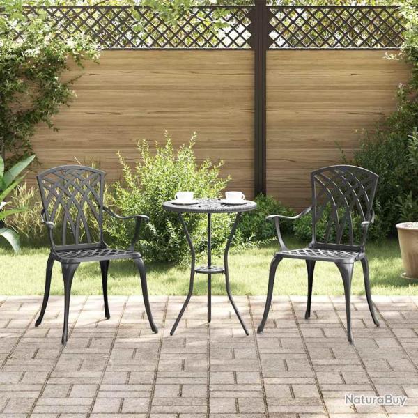 Chaise de 2 pcs Noir 53 x 51 x 88,5cm Aluminium