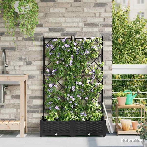 Cache-pot de 2 pc Noir 80 x 40 x 125,5 cm PP