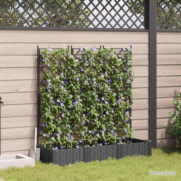 Cache-pot de 3 pc Noir 120 x 40 x 125,5 cm PP